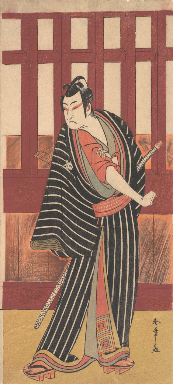 第二任石川门辅扮演的轻金文七，1782年。 作者 春庄