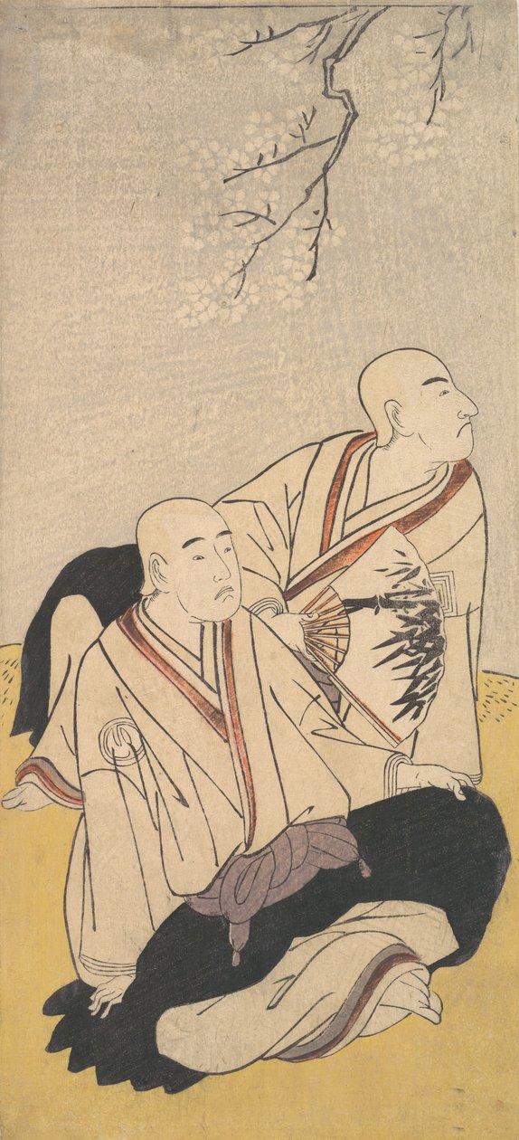 第三代泽村宗三郎和第二代市川门之助作为佛教徒，1791年。 作者 春庄