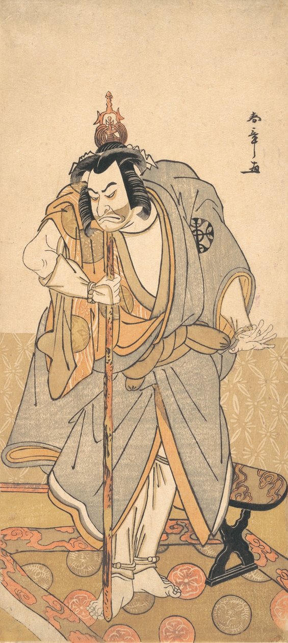 演员中村中藏作为一个朝拜佛教寺庙的罗汉，大约在1780年。 作者 春庄