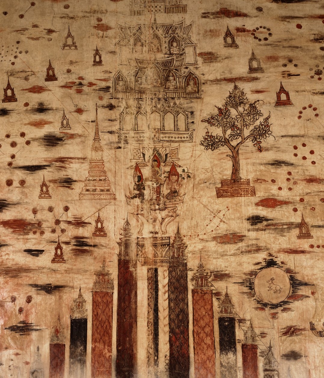 壁画描绘了1734年的梅鲁山（油漆在石头上） 作者 连体学校