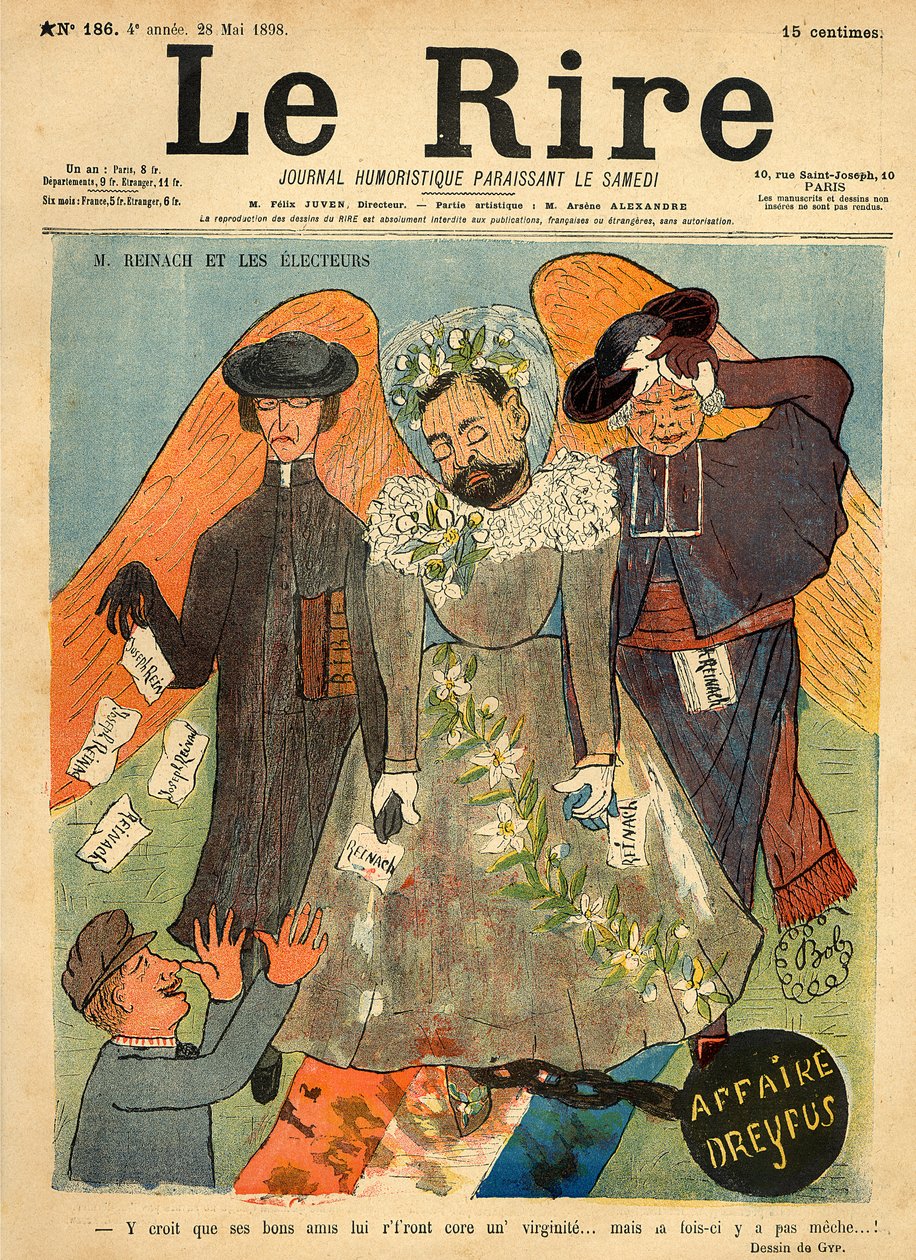 约瑟夫-莱纳赫的漫画，摘自1898年5月28日的 "Le Rire "杂志封面（彩色平印）。 作者 Sibylle Gabrielle de Riqueti de Mirabeau