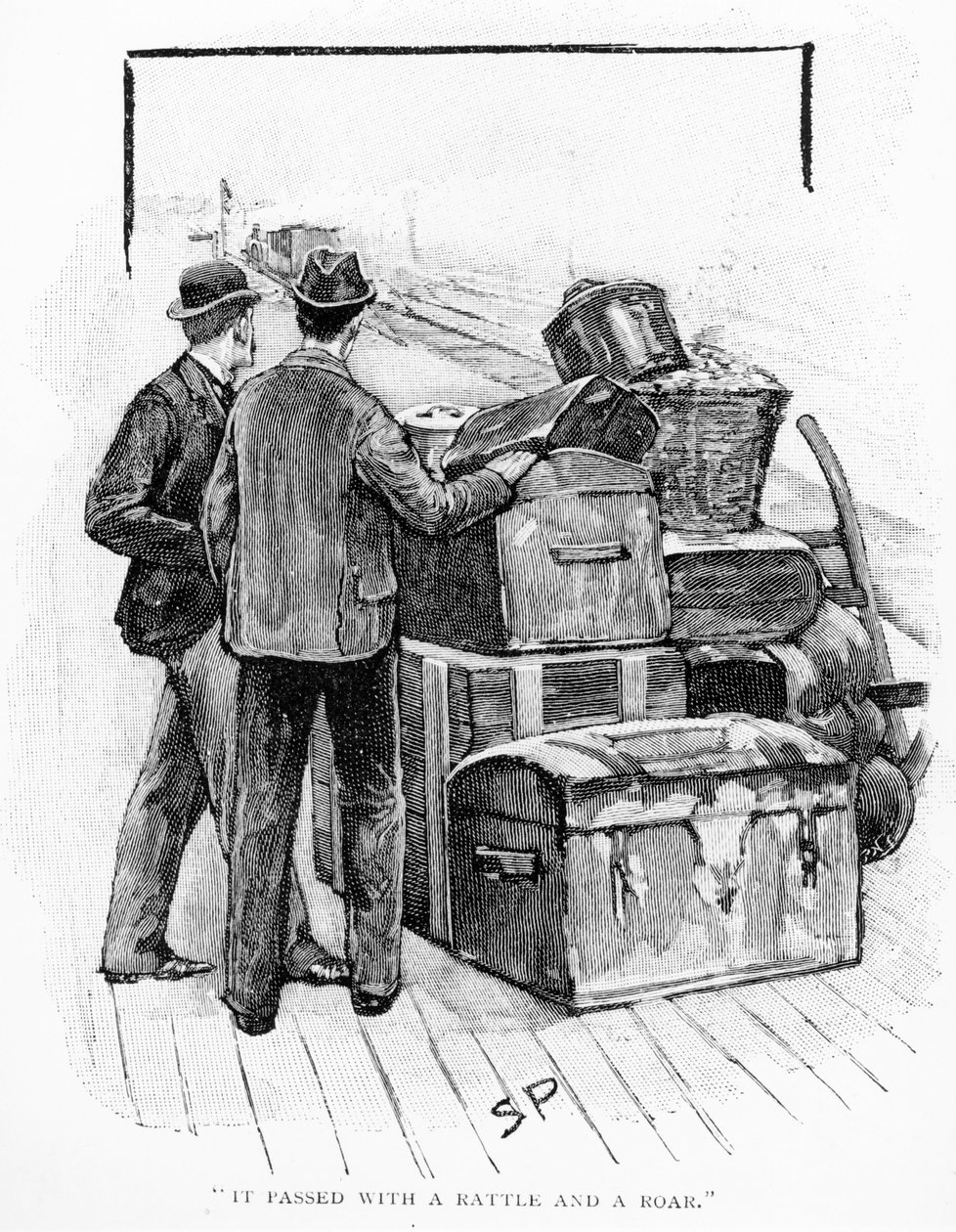 “它通过一声咆哮和咆哮”，由Arthur Conan Doyle（1859-1930）撰写的“最终问题”的插图，发表于1863年12月的“Strand杂志” 作者 悉尼佩吉特