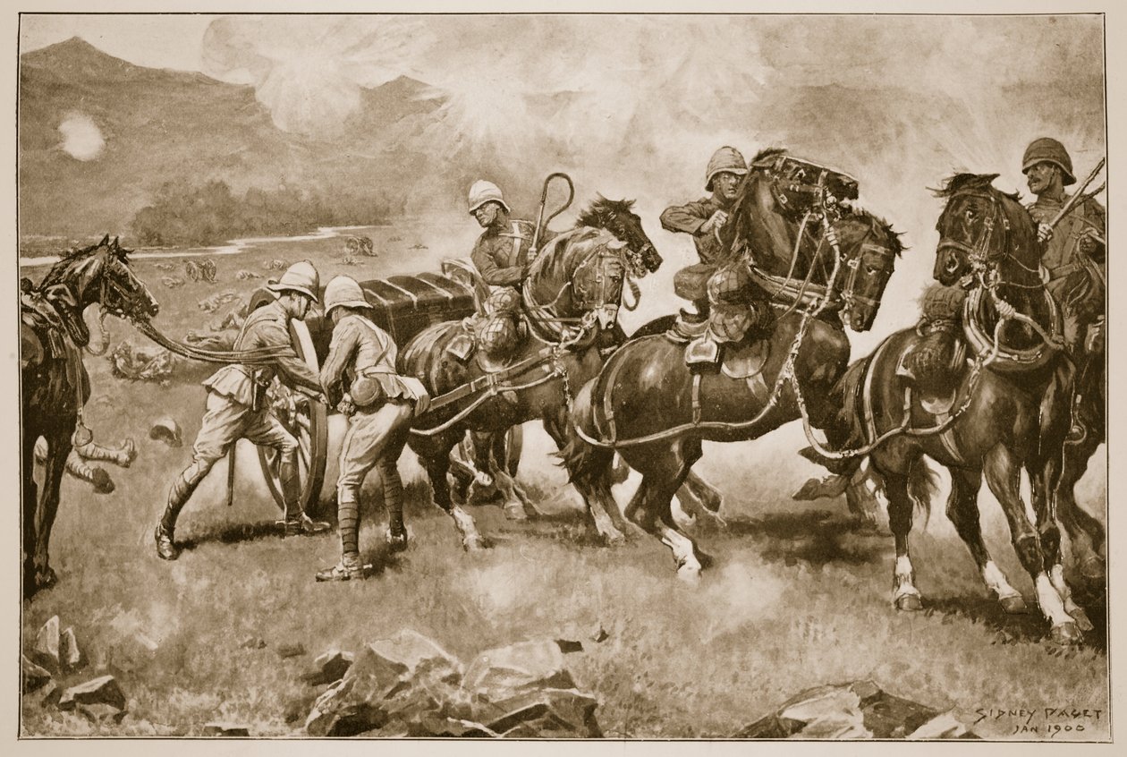 Colenso之战 - 最后一次绝望的拯救第14和第66电池的枪，1900年 作者 悉尼佩吉特