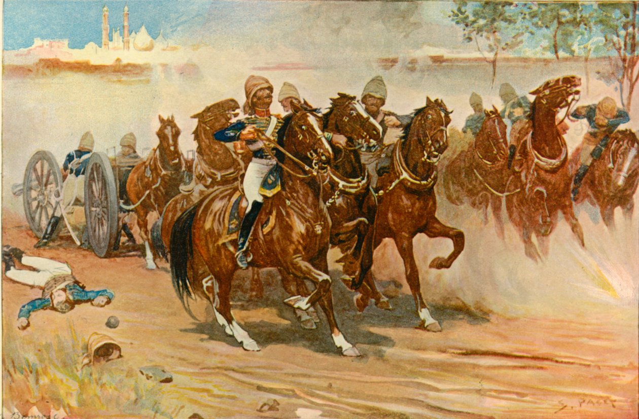 罗伯茨中尉将他的炮台保存在德里的城墙下，1901年。 作者 悉尼佩吉特