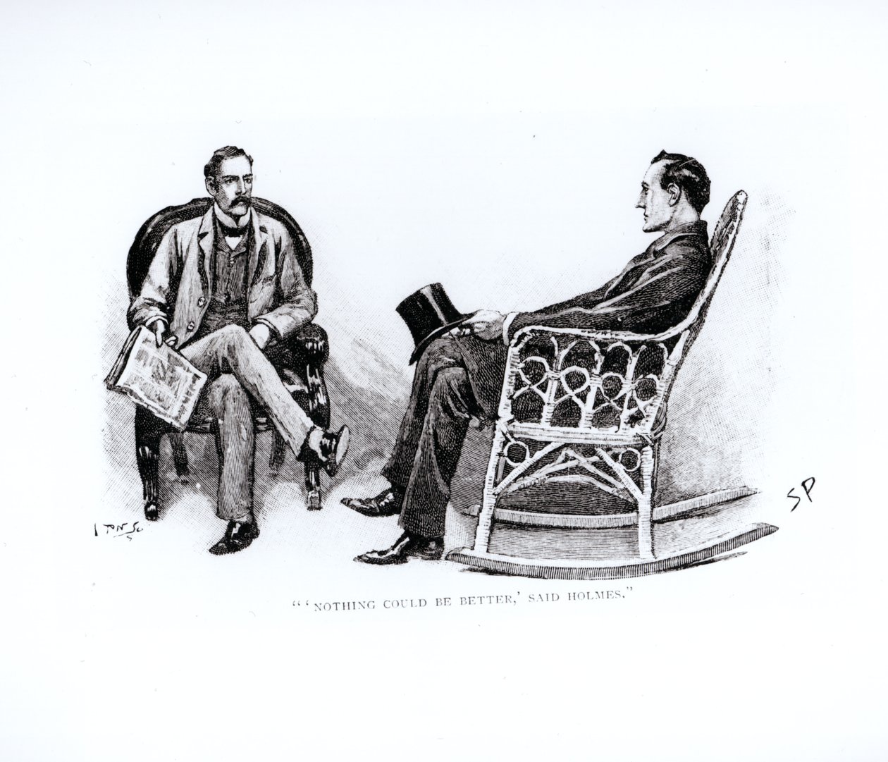 “没有什么比这更好了，福尔摩斯说，”亚瑟柯南道尔（1859-1930）的“The Stockbroker&39;s Clerk”插图，1863年3月出版于&39;斯特兰德杂志&39; 作者 悉尼佩吉特