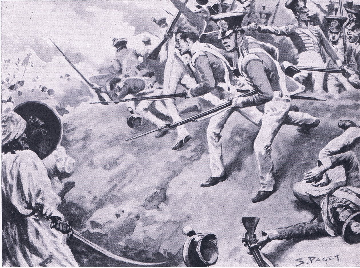 杜布战役，1843年3月24日，英国战役在陆地和海上的插图，1915年 作者 悉尼佩吉特
