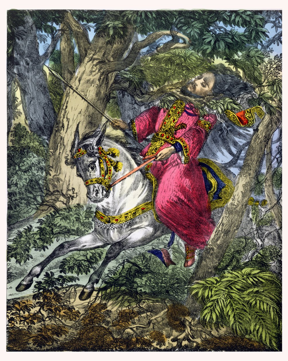 押沙龙的死亡，来自爱德华·戈弗，1870年出版的圣经 作者 齐格弗里德·德特勒·本迪克森