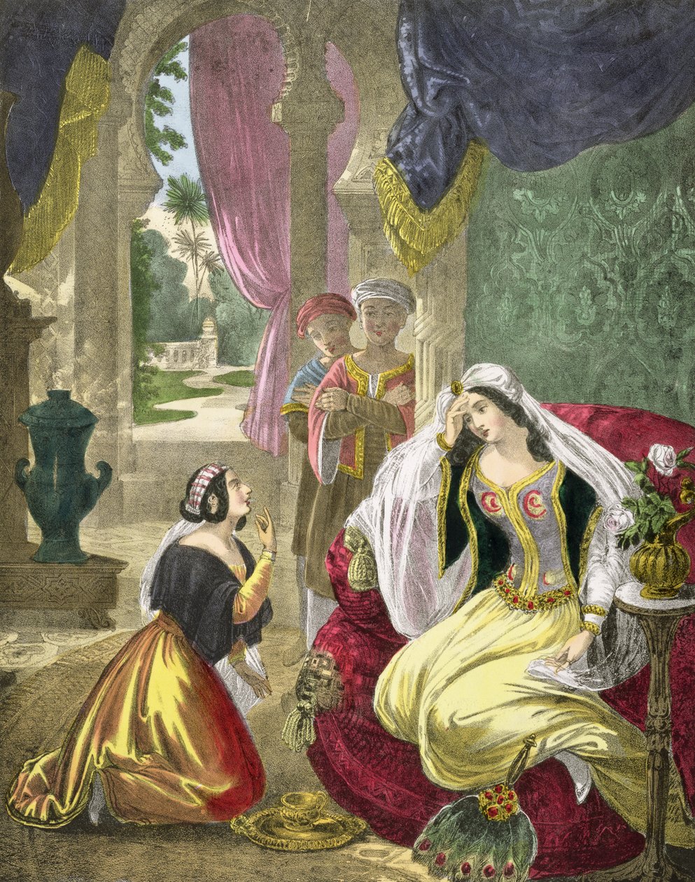 从Naaman的妻子那里等待的俘虏希伯来女仆，来自爱德华·戈弗，1870年出版的圣经 作者 齐格弗里德·德特勒·本迪克森