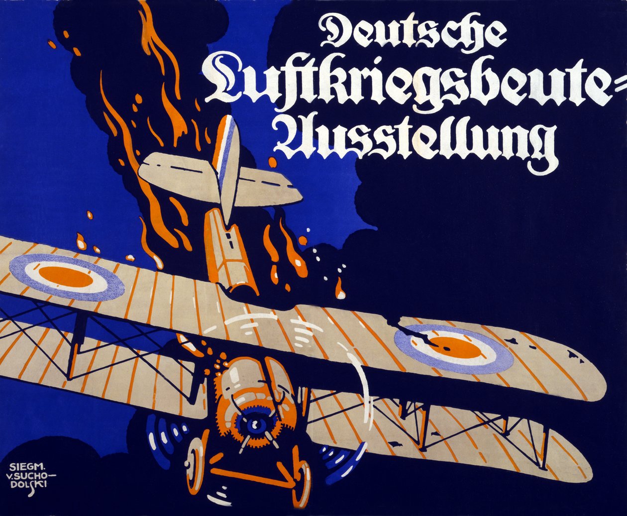 海报广告德国空战战利品展，1918年 作者 齐格蒙·冯·苏索多尔斯基