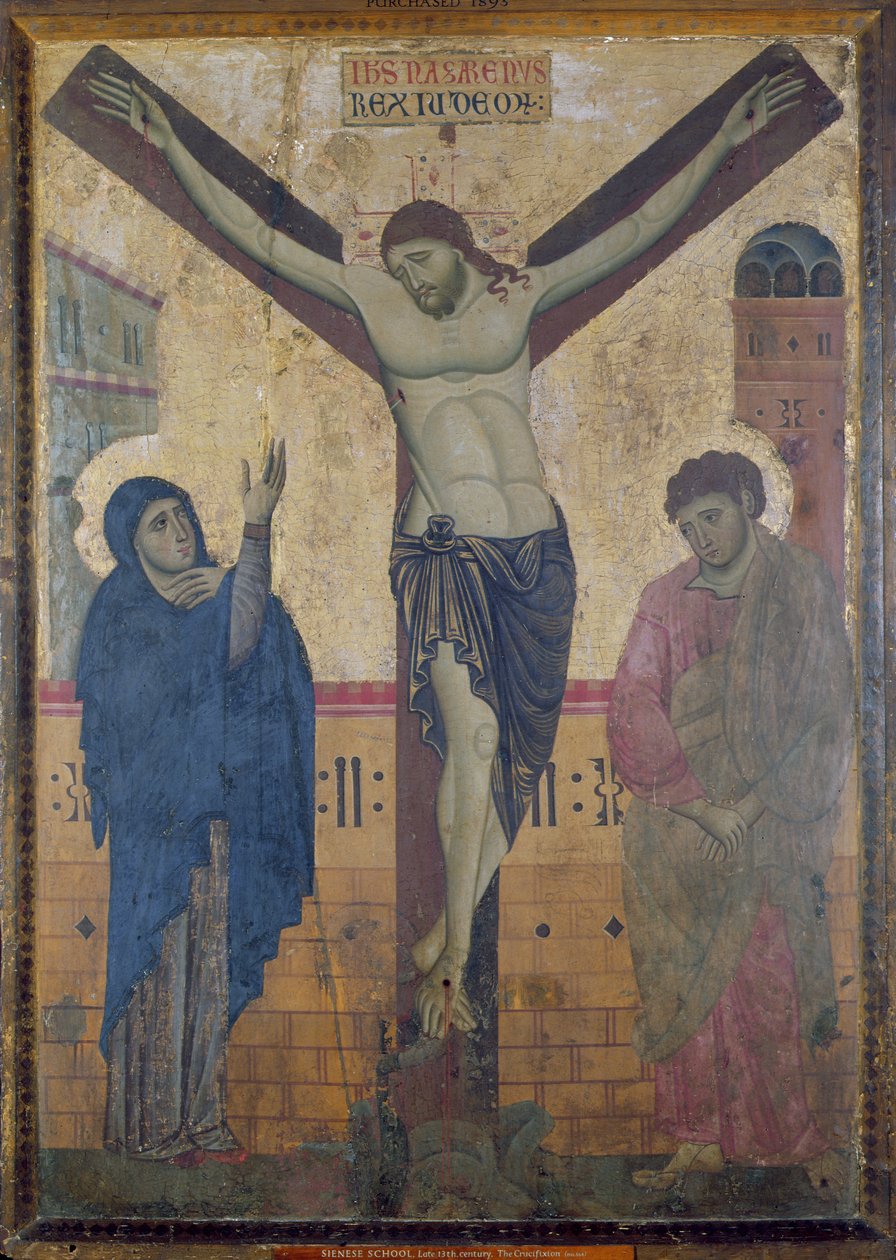 十字架上钉死，c.1285（面板上带金色的蛋彩画） 作者 中华学校