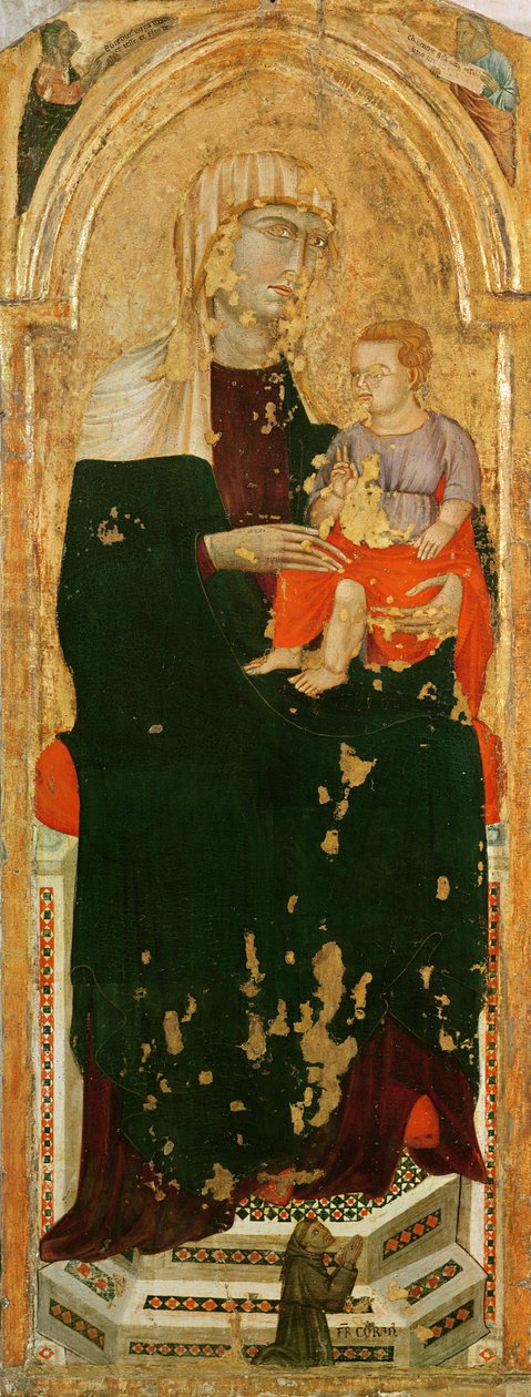Virgin and Child和Friar Corrado（面板上的蛋彩画） 作者 中华学校