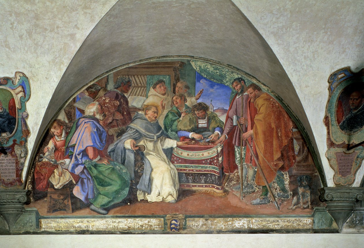 圣安东尼努斯驾驶两个假乞丐，lunette，1613 作者 西吉斯蒙多·考卡帕尼
