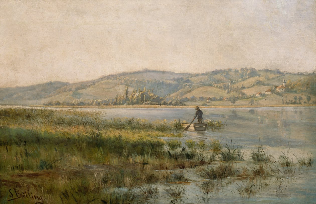 湖上划桨的人（绘画） 作者 