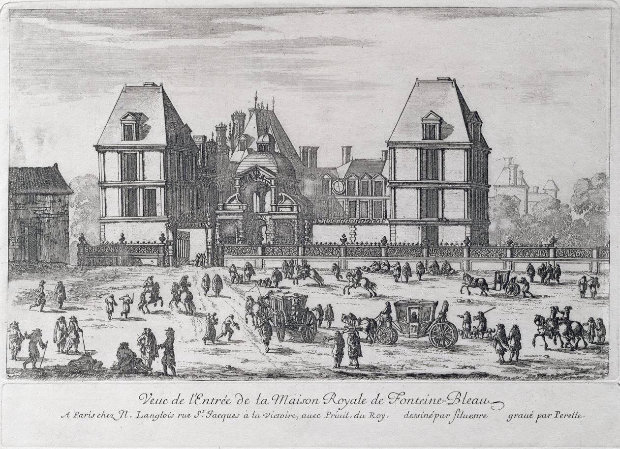 入口到枫丹白露宫，由Nicolas（1631-c.93）或Adam（1638-95）Perelle，酒吧雕刻。作者：Nicholas Langlois 作者 西尔维斯特