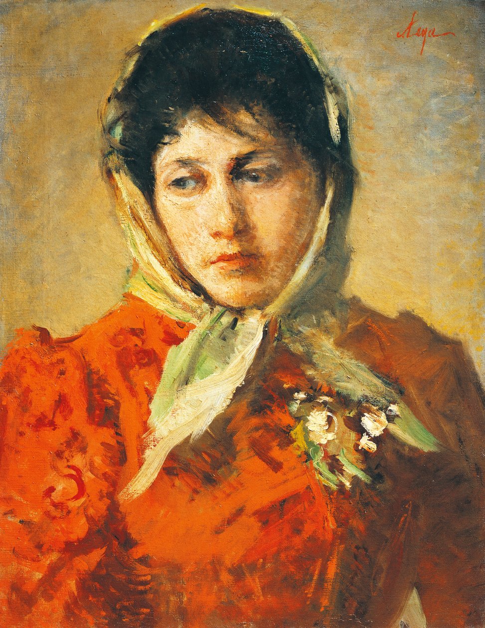 西尔维斯特-莱加（1826-1895）的《恶毒的女人》，布面油画，50x38厘米 作者 西尔维斯特雷·莱加