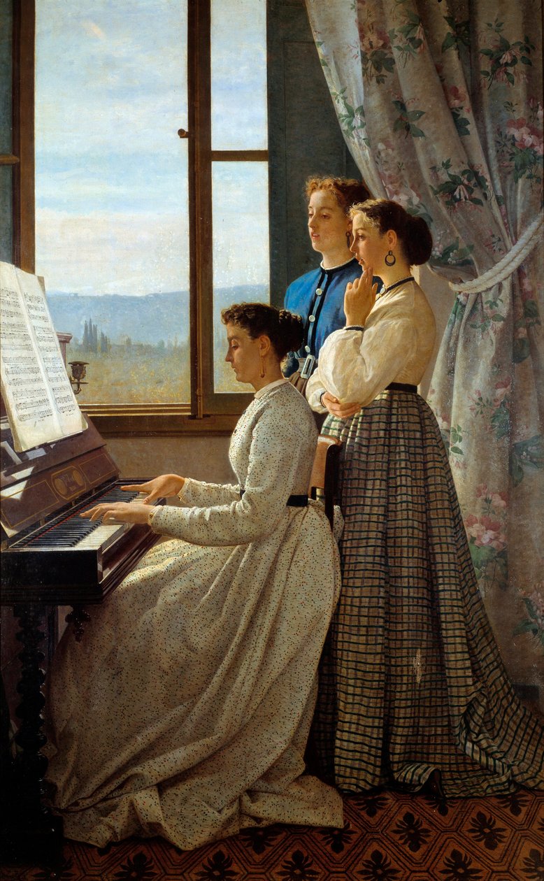 托斯卡纳球拍。 Silvestro Lega (1826-1895) Ec. 的绘画 意大利语。 作者 西尔维斯特雷·莱加