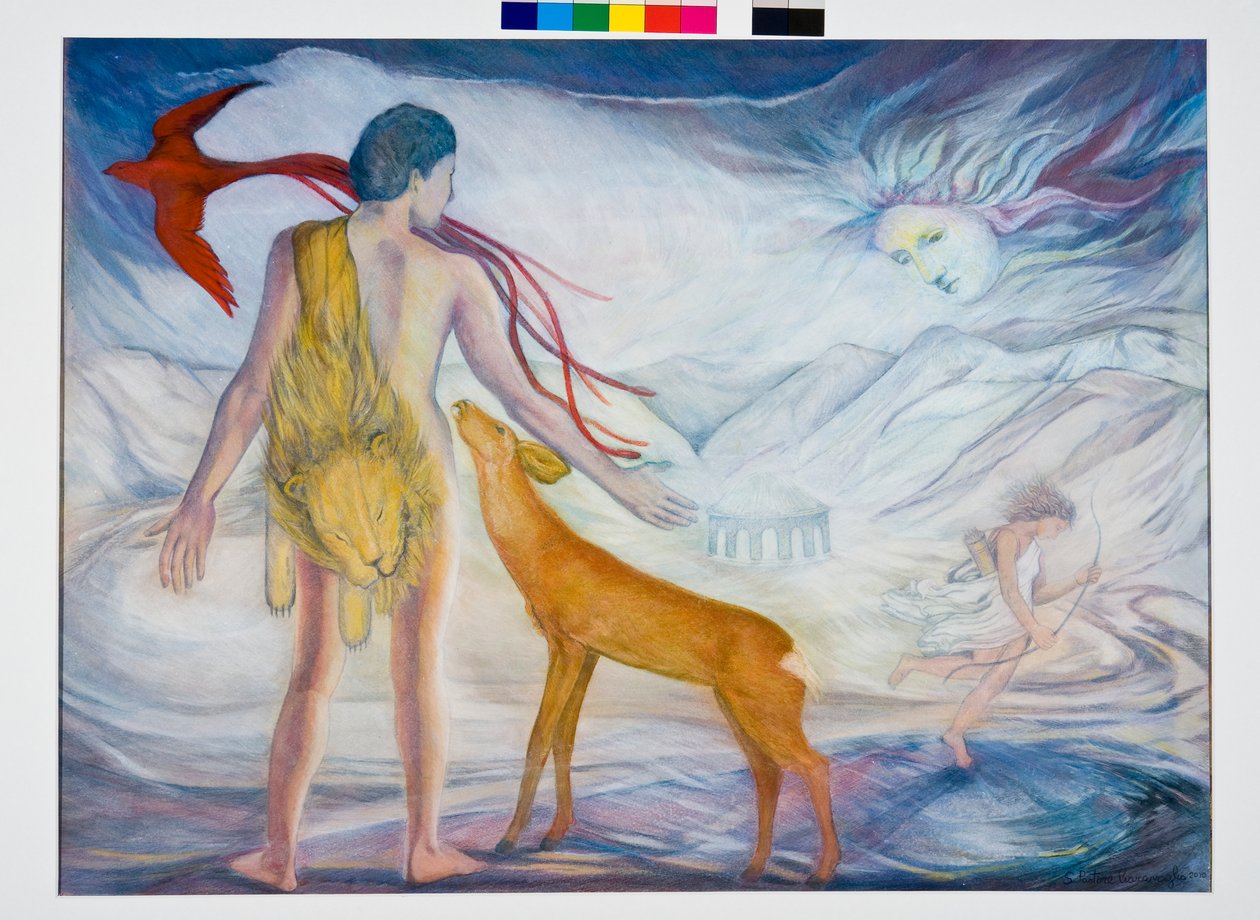 Hercules和Golden Hind，2010（纸上混合媒体） 作者 西尔维亚·帕斯托（Silvia Pastore）