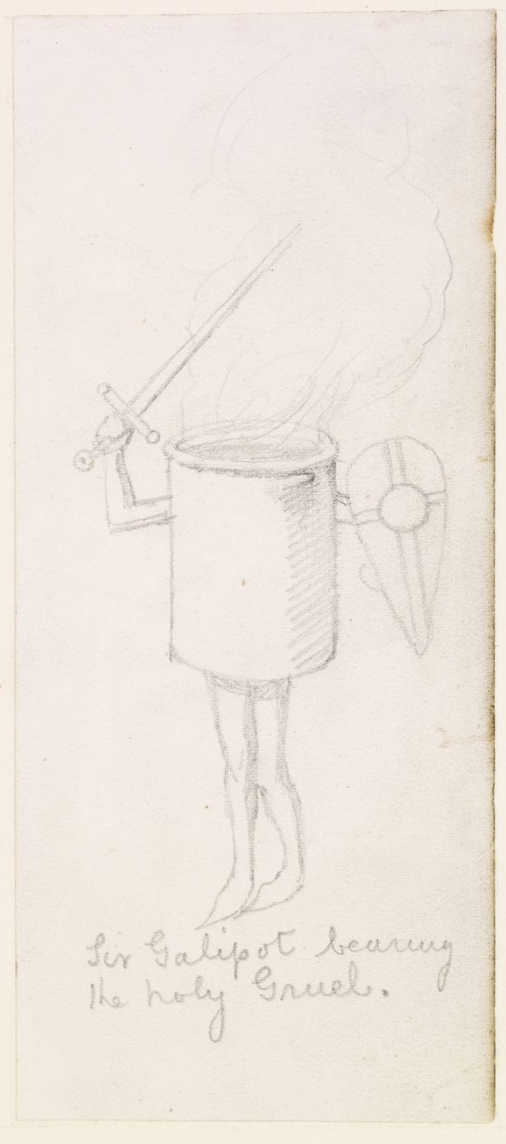Galipot爵士手持圣粥（c.1855-59）（纸上铅笔） 作者 西蒙·所罗门