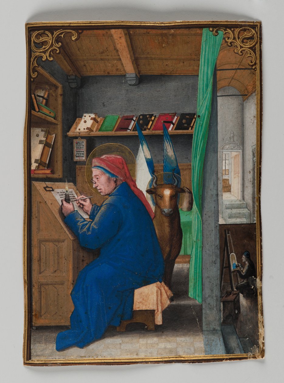 皇家圣卢克写作，1521年（羊皮纸上的蛋彩画） 作者 西蒙·贝宁