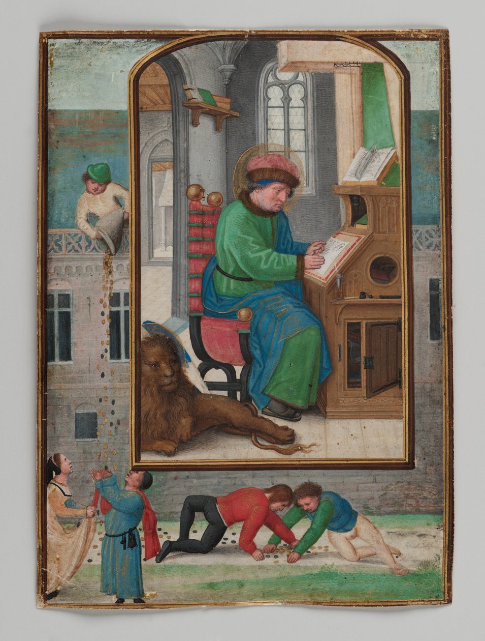 圣马克写作，1521年（羊皮纸上的蛋彩画） 作者 西蒙·贝宁