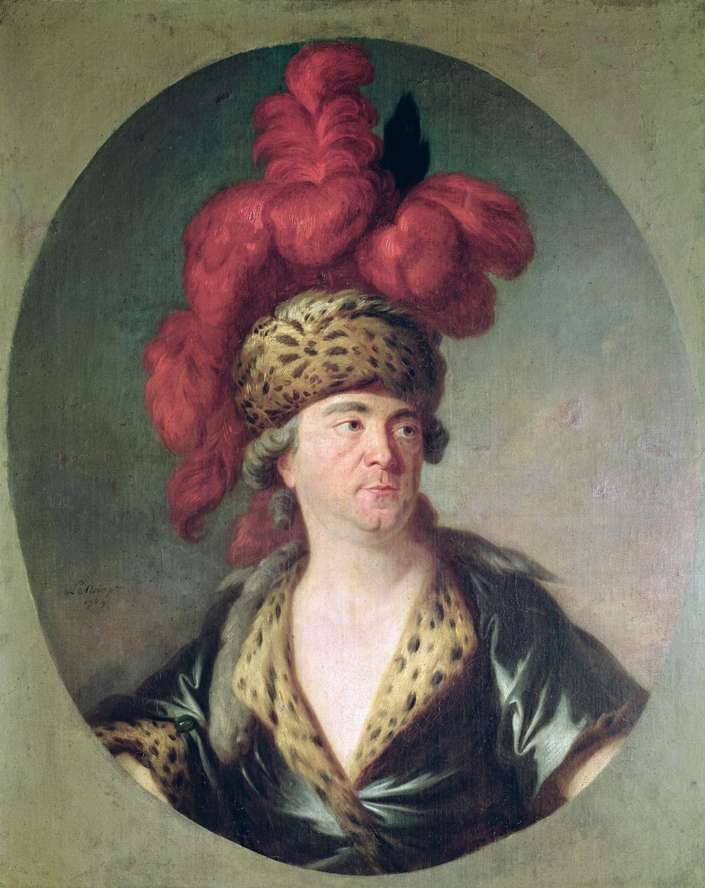 演员Lekain（1728-78）在成吉思汗的角色，在伏尔泰的歌剧&39;L&39;Orphelin de Chine&39;，1769年 作者 西蒙·伯纳德·勒·诺瓦