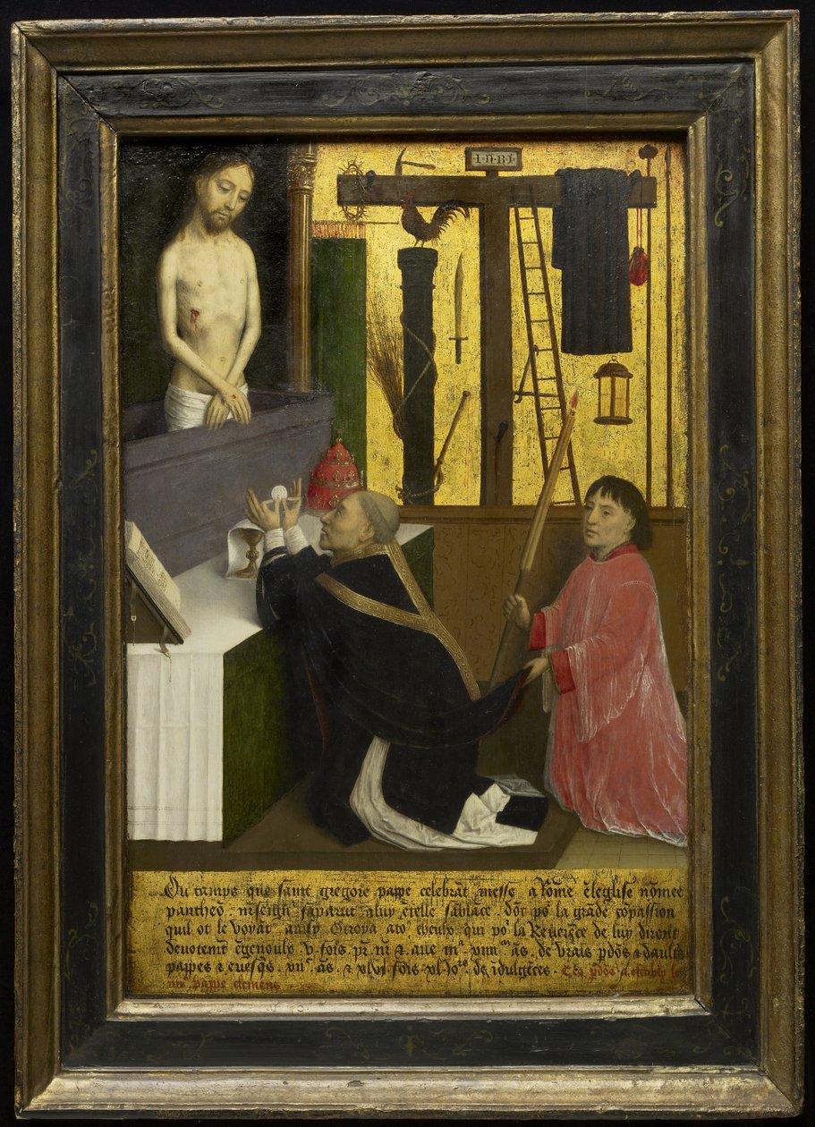 圣格雷戈里的质量，c.1460-65（木板上的油和金叶） 作者 西蒙·马里翁（Simon Marmion）