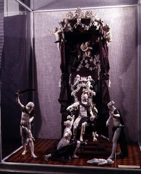 所罗门的审判，在慕尼黑制造，c.1741（象牙，核桃和彩色玻璃） 作者 西蒙·特罗格