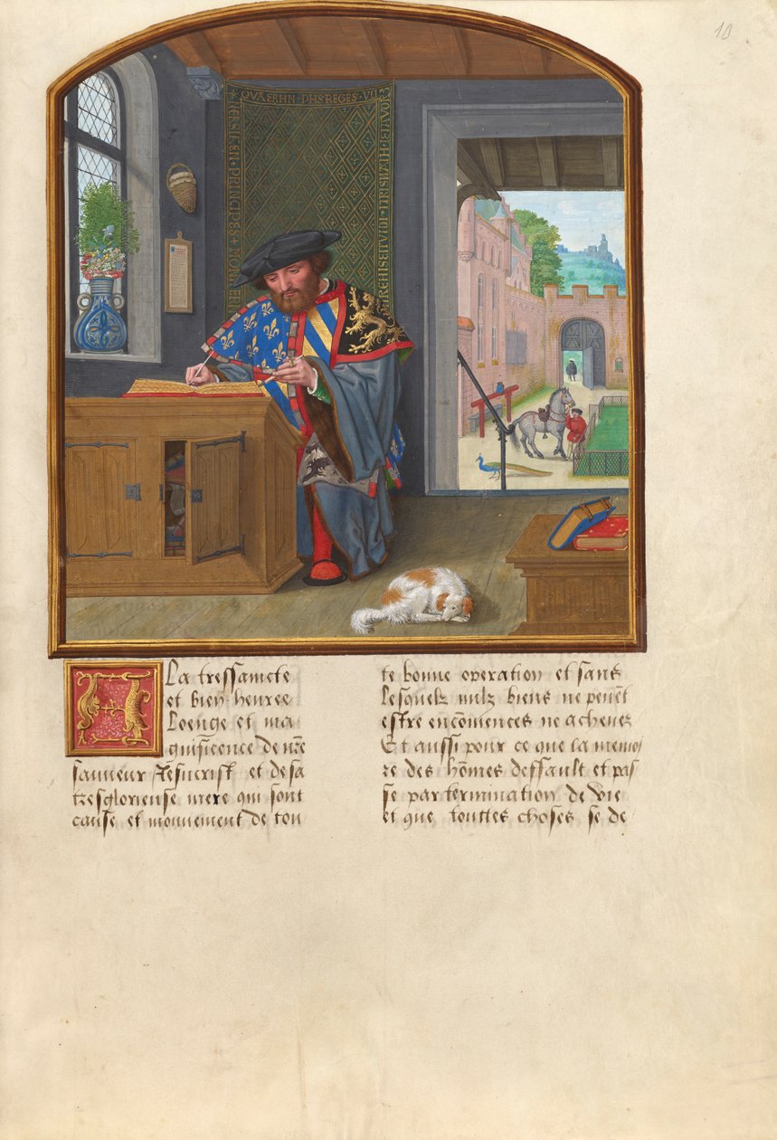 金羊毛勋章的武器之王写作关于Jacques de Lalaing，1530-40（蛋彩画，金箔和墨水在羊皮纸上） 作者 西蒙·贝宁