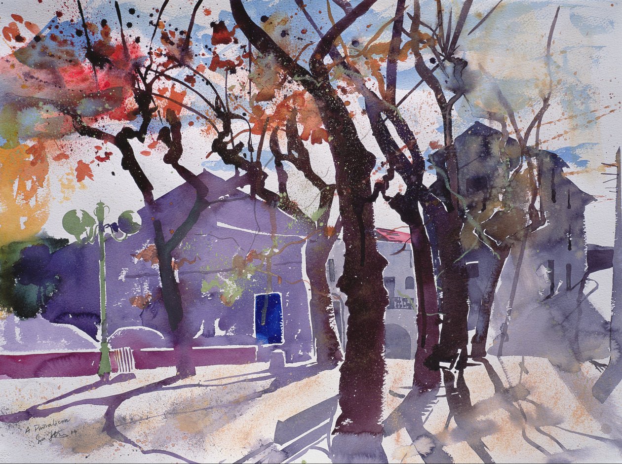 普瓦萨利孔，2010 年，法国（水彩画） 作者 西蒙·弗莱彻