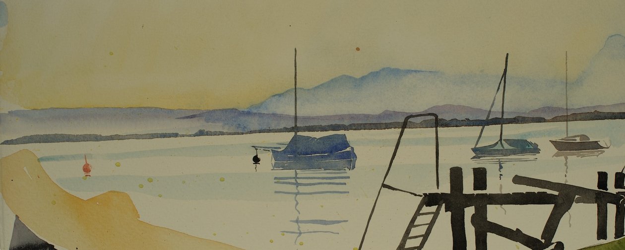 阿尔卑斯湖，2001 年（水彩画） 作者 西蒙·弗莱彻