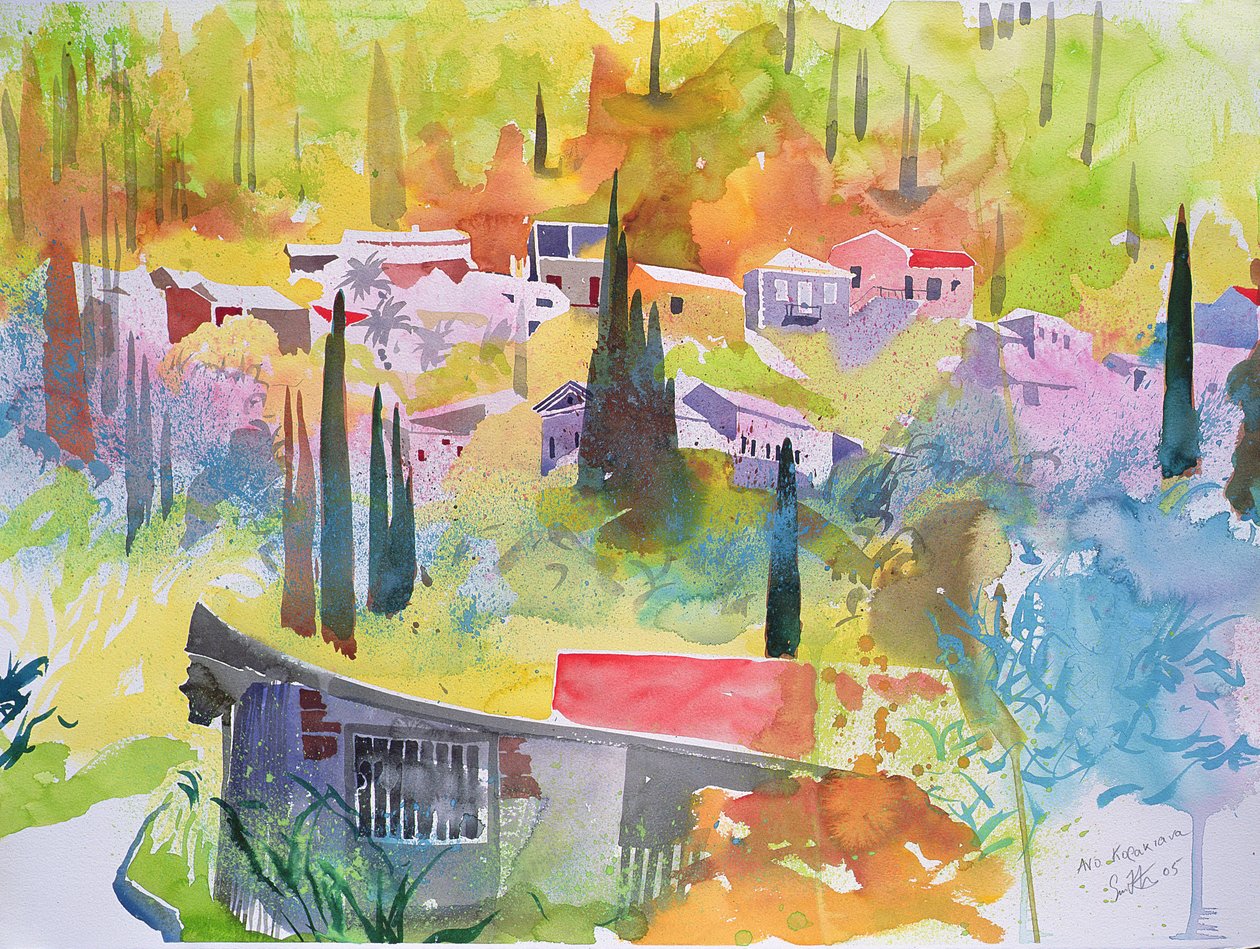 科里基安娜年，科孚岛，2005 年（水彩画） 作者 西蒙·弗莱彻