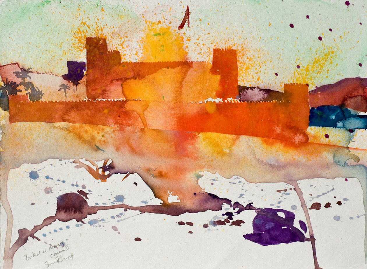 Birkat al Marez，阿曼 II，2004 年（水彩画） 作者 西蒙·弗莱彻