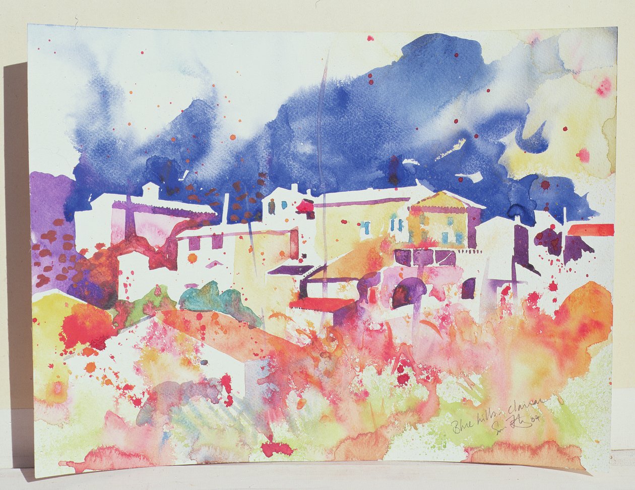 蓝色山丘，克莱拉克，2004 年（纸面水彩画） 作者 西蒙·弗莱彻