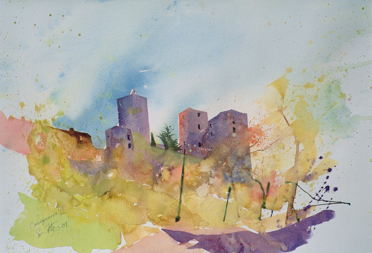 法国卡塞纳夫，2001 年（水彩画） 作者 西蒙·弗莱彻