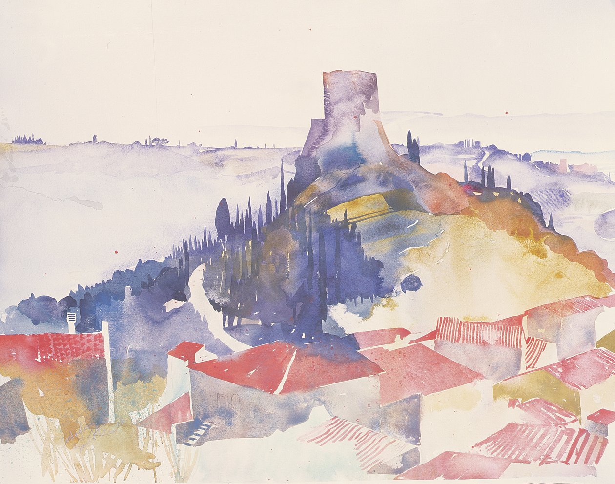 意大利卡斯蒂里奥尼，2002 年（水彩画） 作者 西蒙·弗莱彻