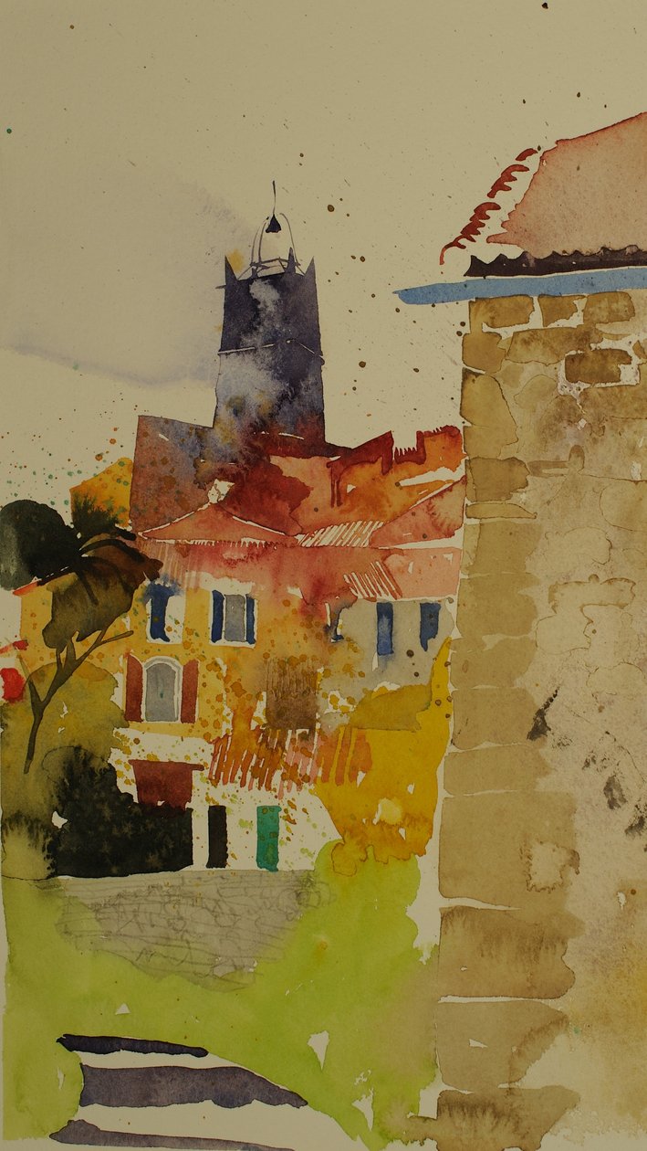 朗格多克，克洛歇，2002 年（水彩画） 作者 西蒙·弗莱彻