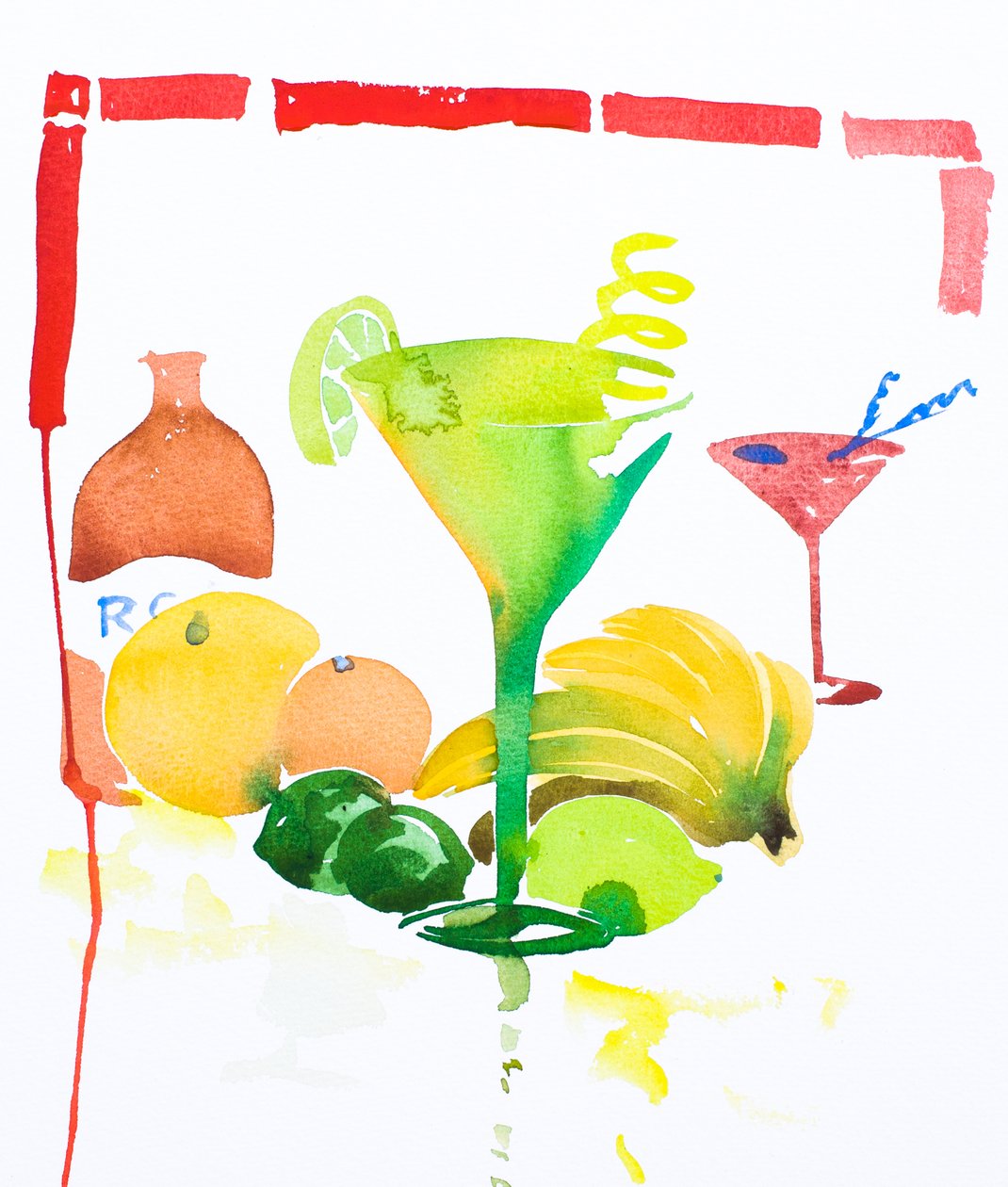 代基里酒，2016 年（水彩画） 作者 西蒙·弗莱彻