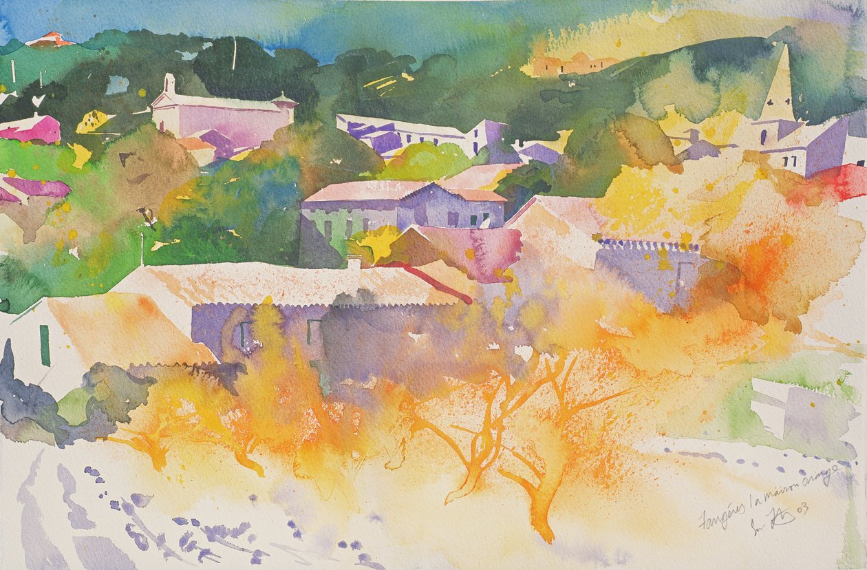 Faugeres, La Maison Orange, 2003（纸面水彩画） 作者 西蒙·弗莱彻