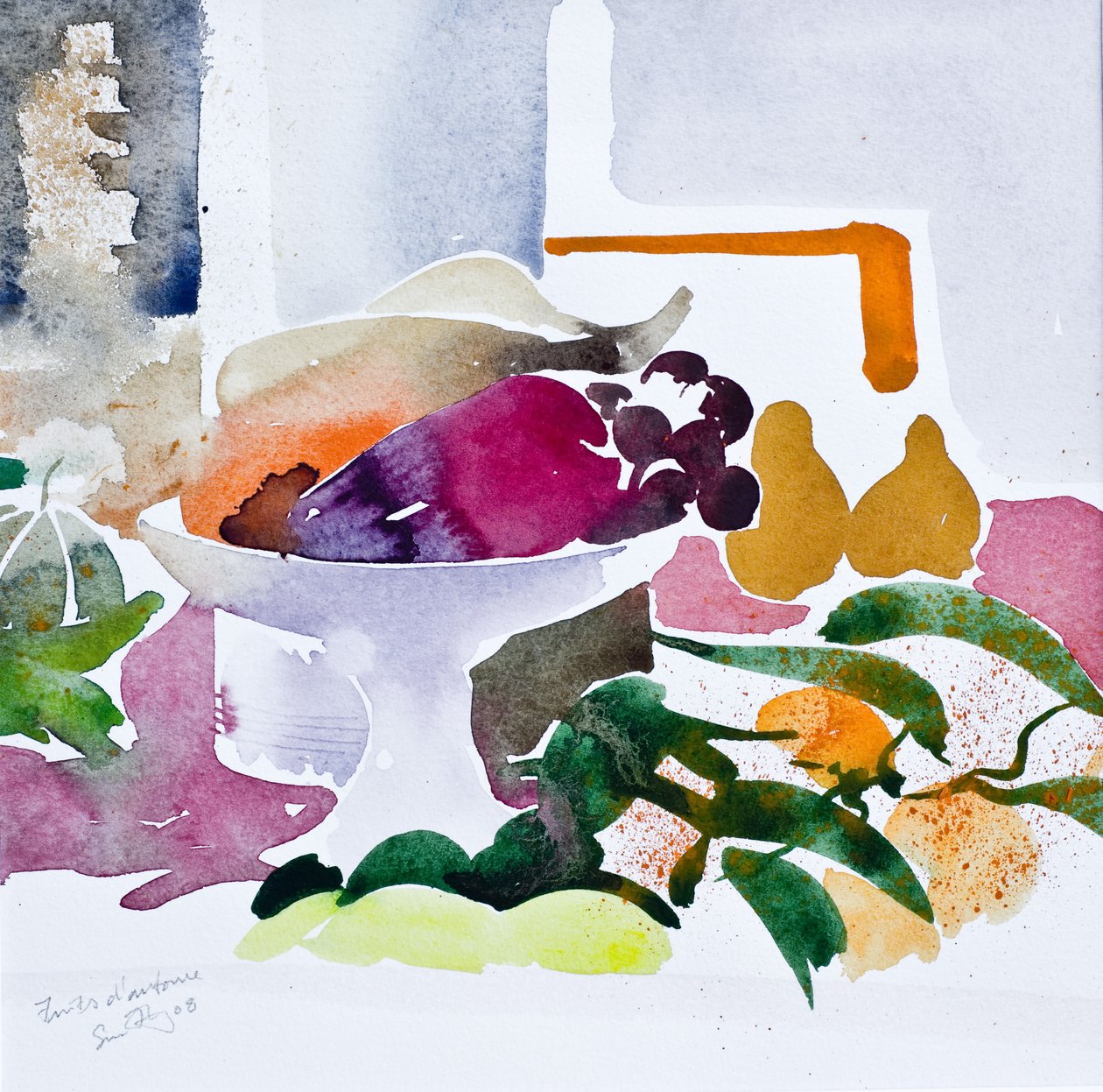 秋天的果实，2008 年（水彩画） 作者 西蒙·弗莱彻