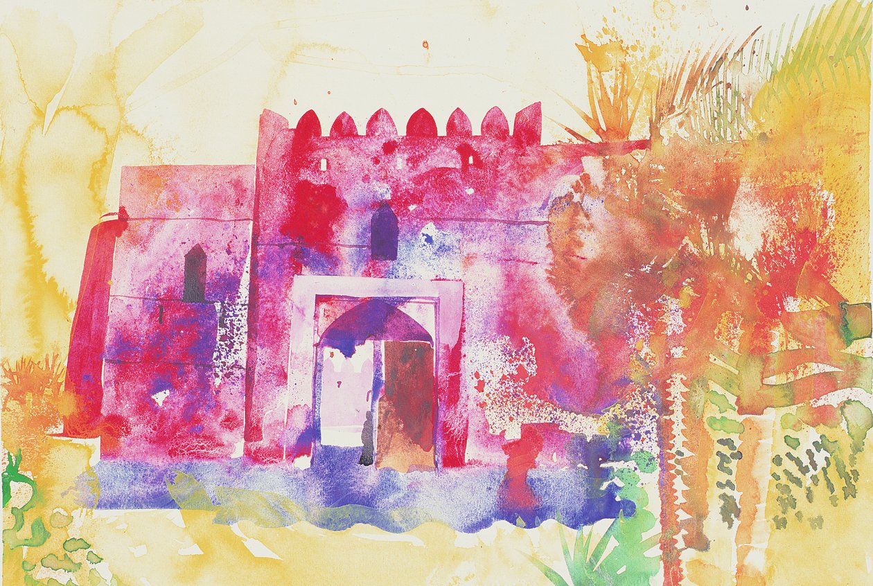 Jabreen 墙，阿曼，2005 年（水彩画） 作者 西蒙·弗莱彻