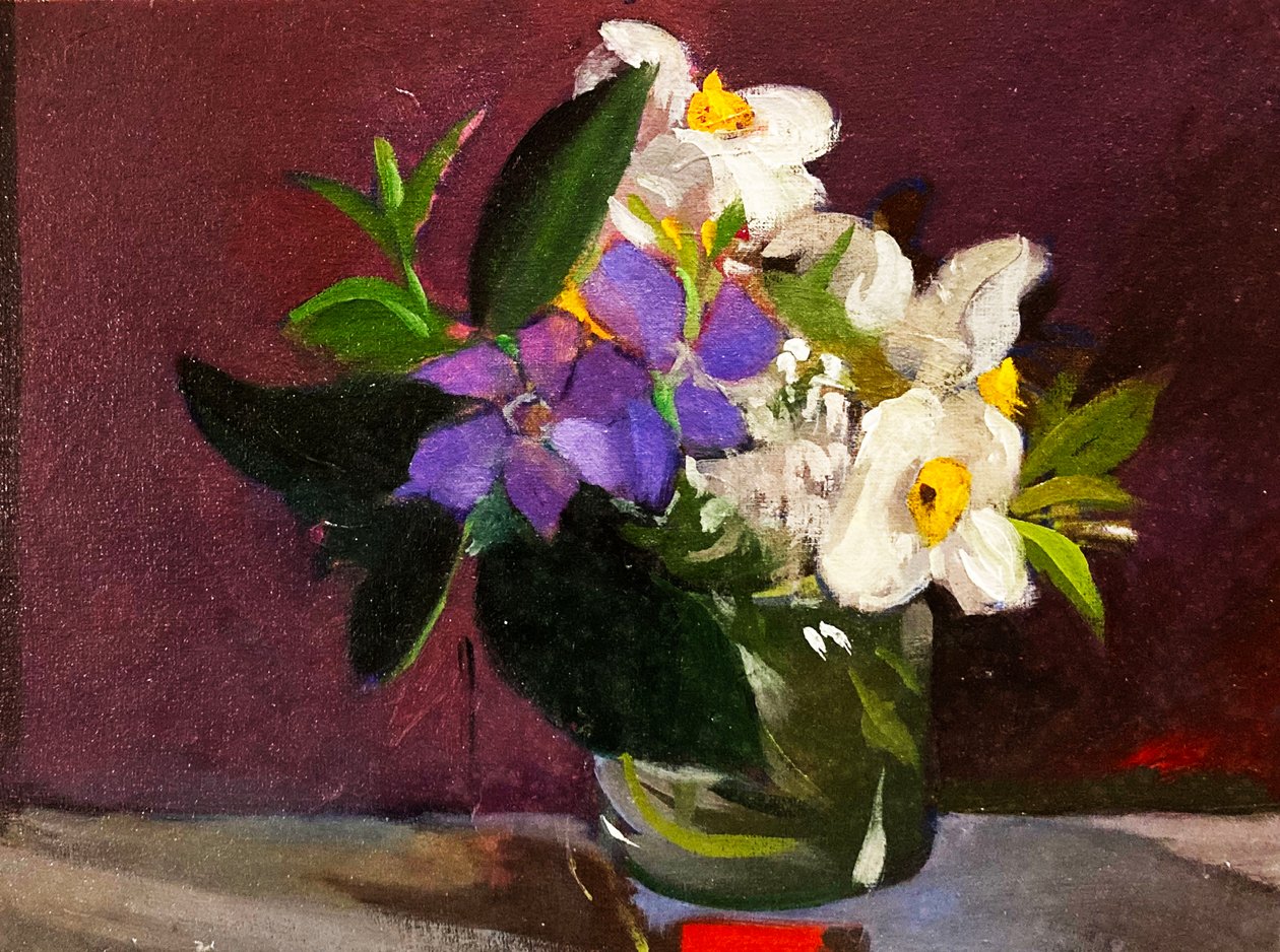 朱莉的花（布面油画，木板） 作者 西蒙·弗莱彻