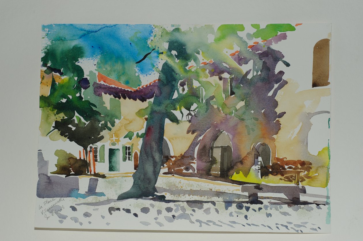 维伦纽维特广场，2009 年（纸面水彩画） 作者 西蒙·弗莱彻
