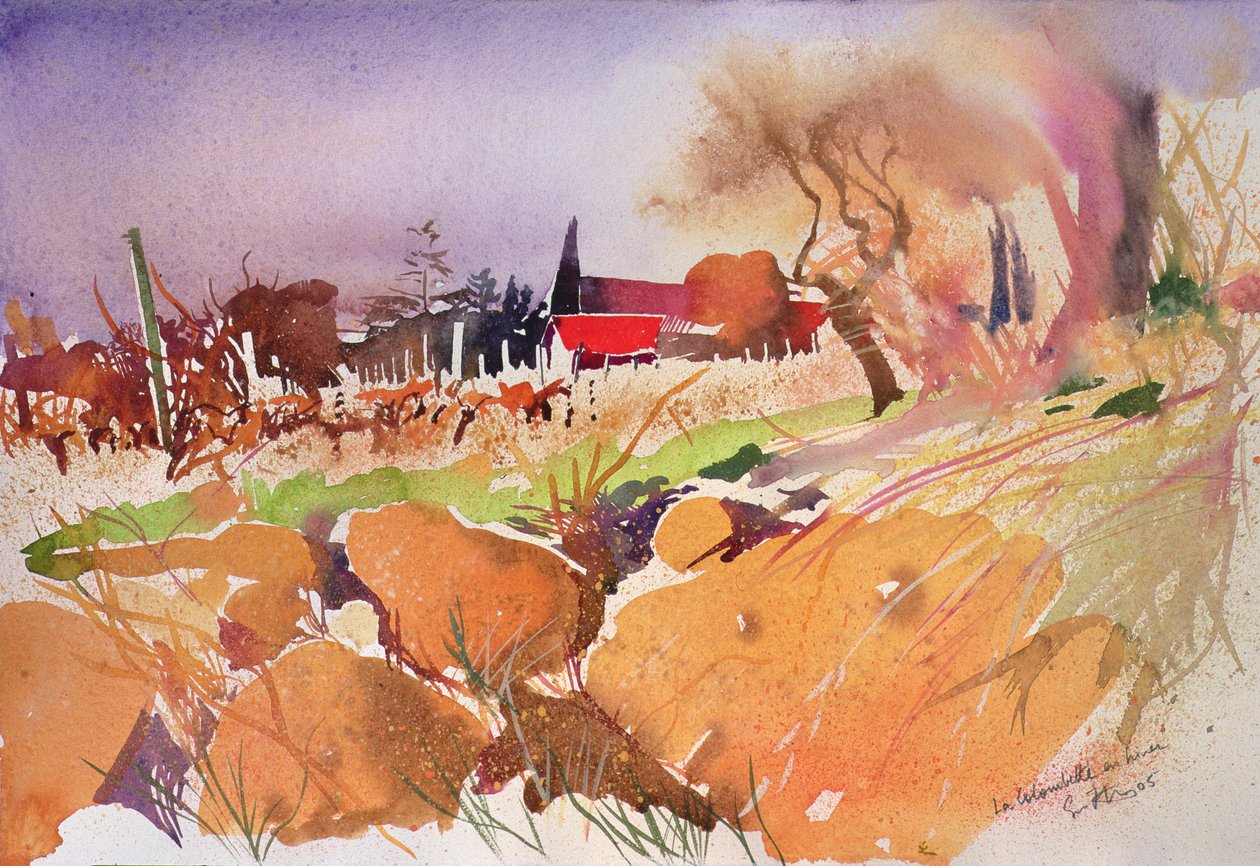 La colombette en hiver，法国，2004 年（水彩画） 作者 西蒙·弗莱彻