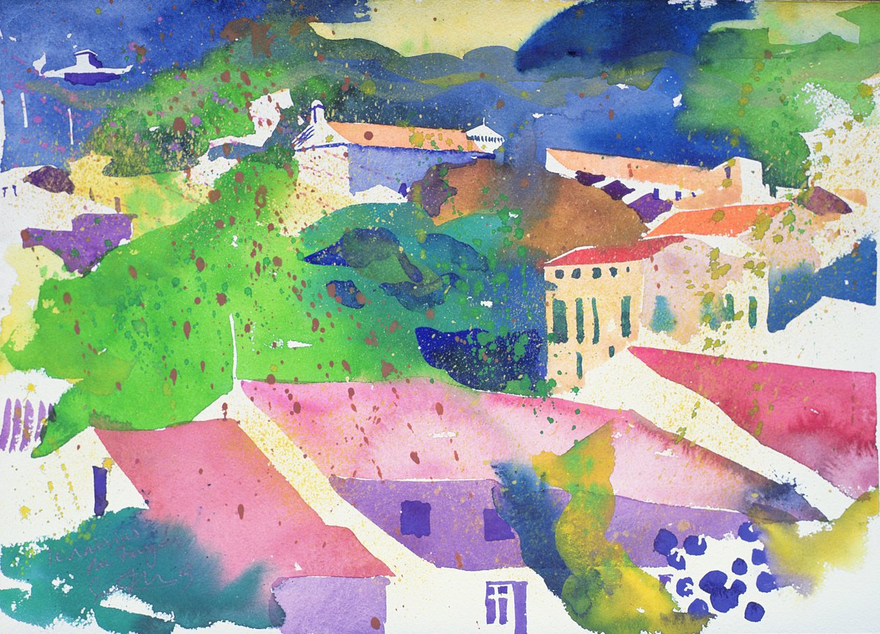 Faugeres 的葡萄，2003 年，法国（水彩画） 作者 西蒙·弗莱彻
