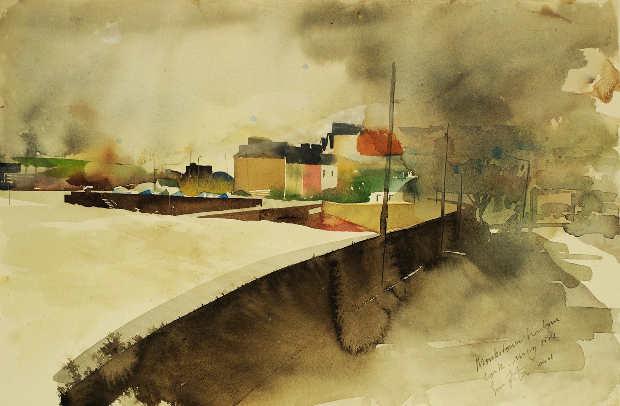 蒙克斯镇海港，科克，2003 年（水彩画） 作者 西蒙·弗莱彻