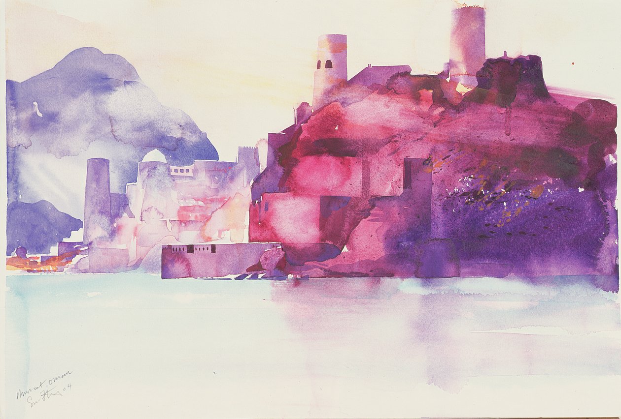 阿曼马斯喀特，2004 年（水彩画） 作者 西蒙·弗莱彻
