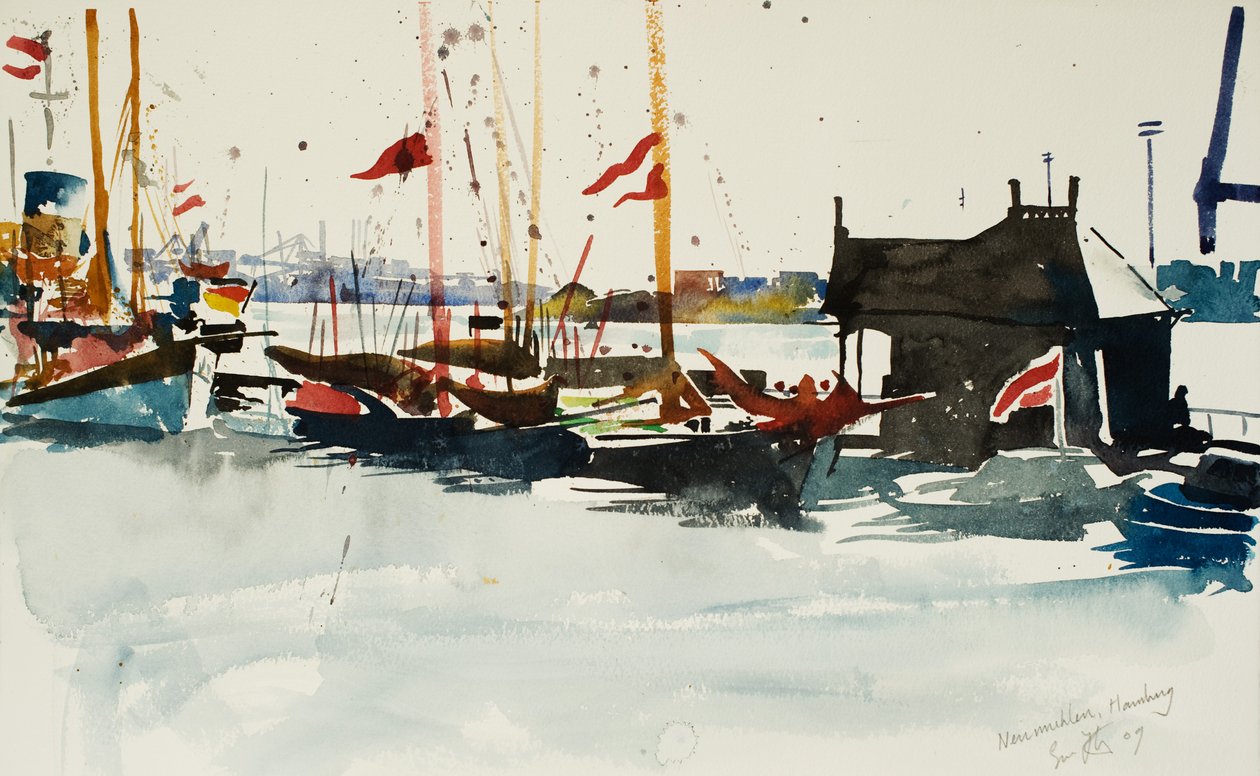 汉堡诺伊穆伦，2009 年（水彩画） 作者 西蒙·弗莱彻
