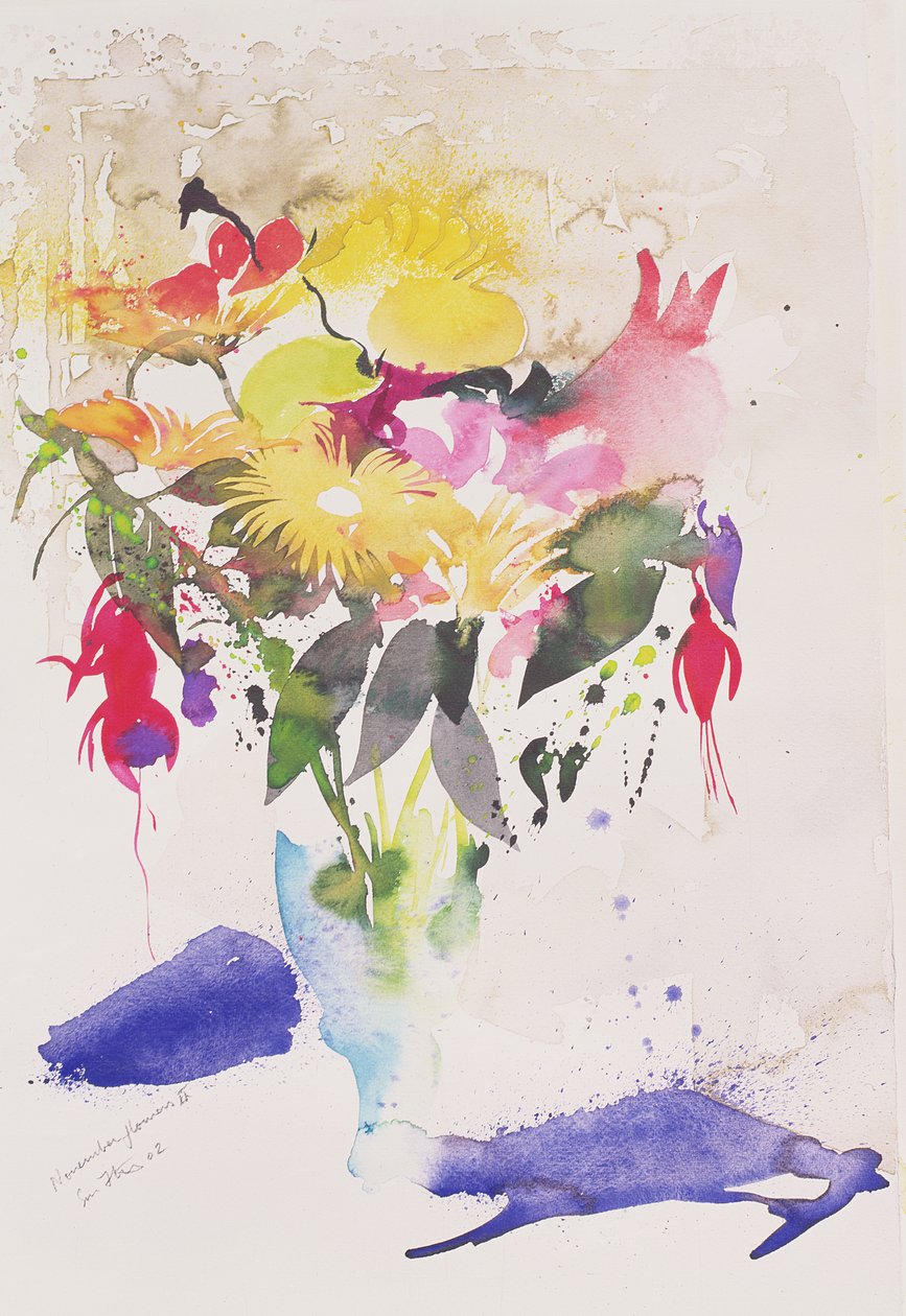 十一月的鲜花 II，2002 年（水彩画） 作者 西蒙·弗莱彻