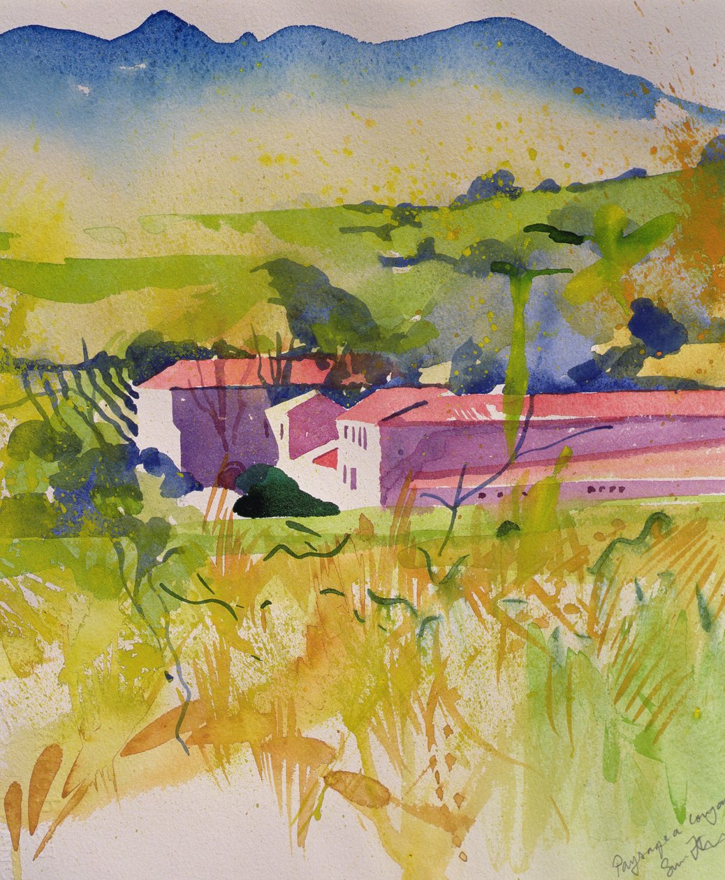 Paysage a Coujan，2004 年（水彩画） 作者 西蒙·弗莱彻
