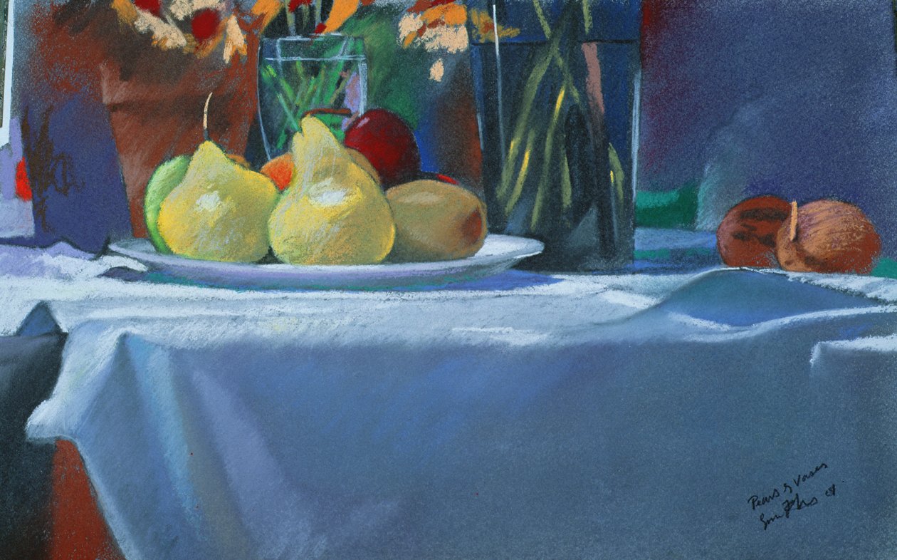 梨与花瓶》，2004 年（粉彩画） 作者 西蒙·弗莱彻